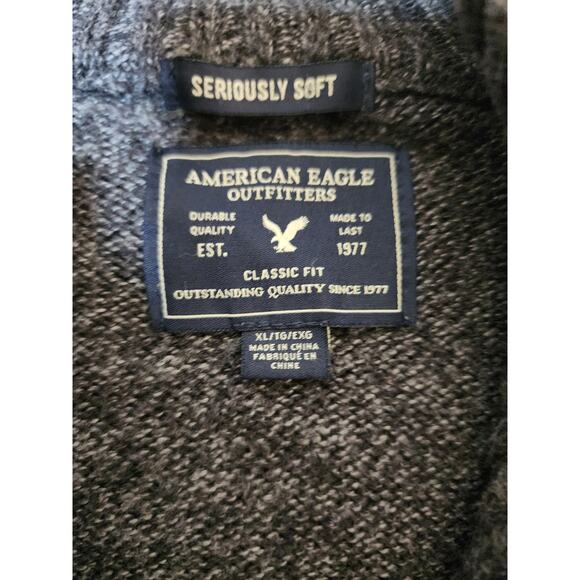 American Eagle Seriuosly Soft 1/4 Zip Mens XL Gray Sweater - Picture 2 of 5